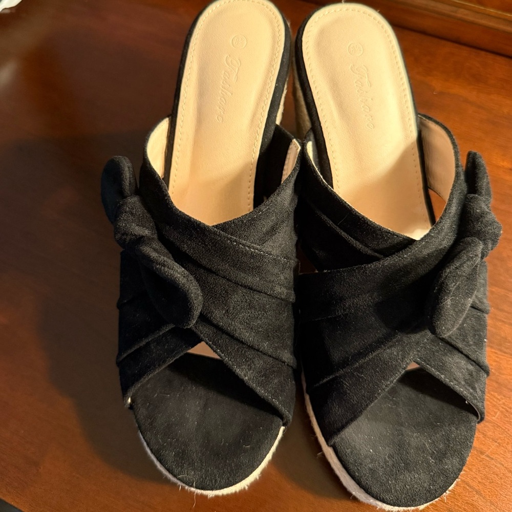Torrid Black Mules with Crisscross Design